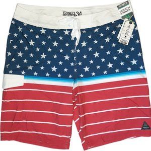 NWT Trinity USA Flag Boardshorts Mens 34